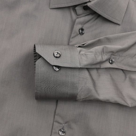 Eton Contemporary Button Front Dress Shirt Gray Men's Size 15.5 - 39 - Picture 6 of 7